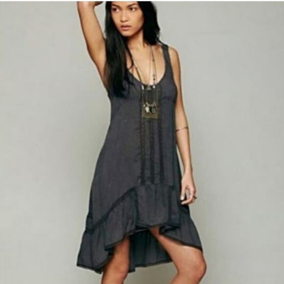 Free People Dresses & Skirts - Free People Intimately Women's XS Parisian Slip Dress Mini High Low Faded Black